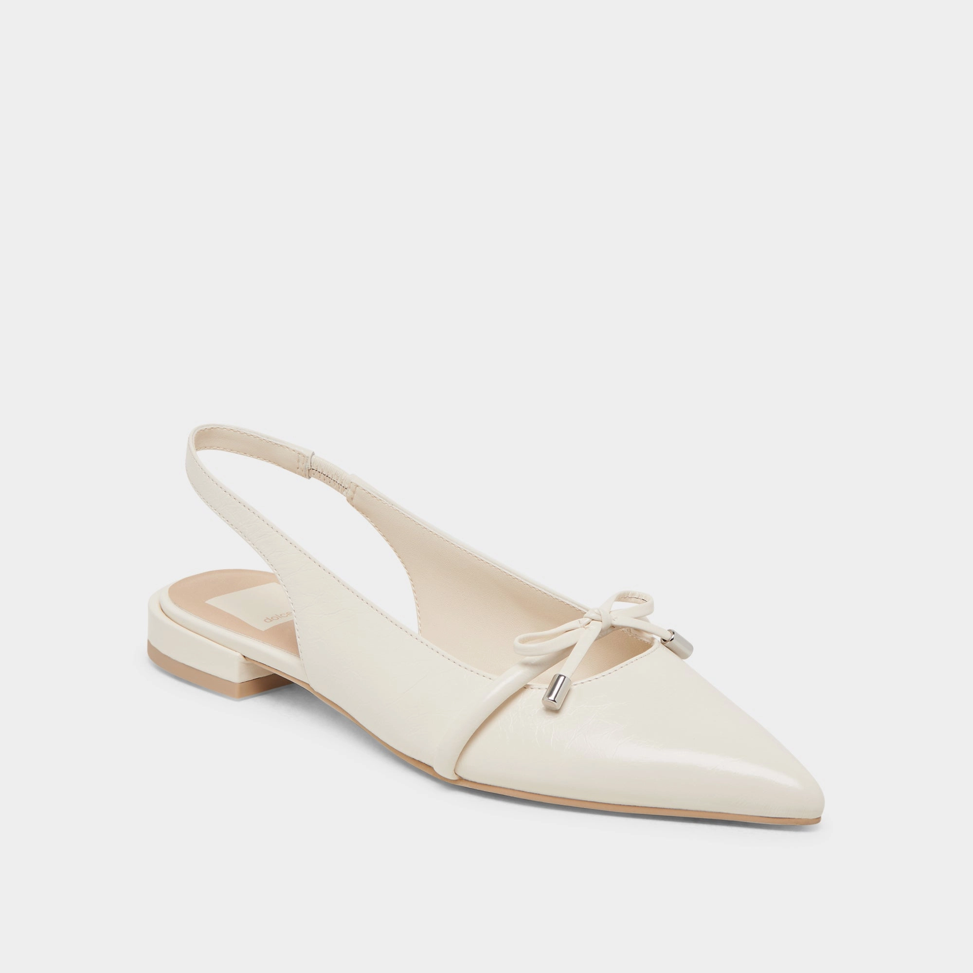Quiet Spot PAYGE FLATS OFF WHITE CRINKLE PATENT