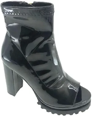 PAZZLE Women's Open Peep Toe Chunky Heel Booties