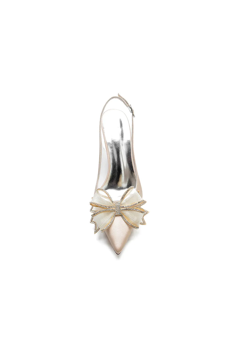 Peep Toe Slingback High Heels with Bow