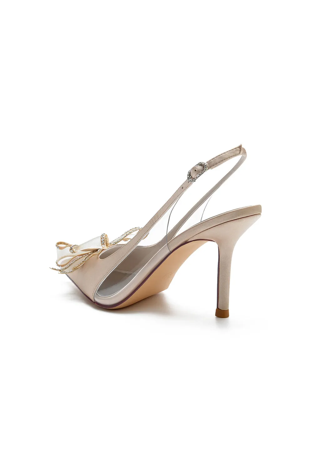 Peep Toe Slingback High Heels with Bow