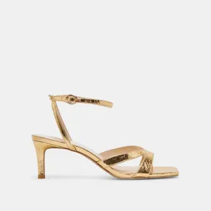 BECKI HEELS GOLD DISTRESSED LEATHER Refined Style Run Guard