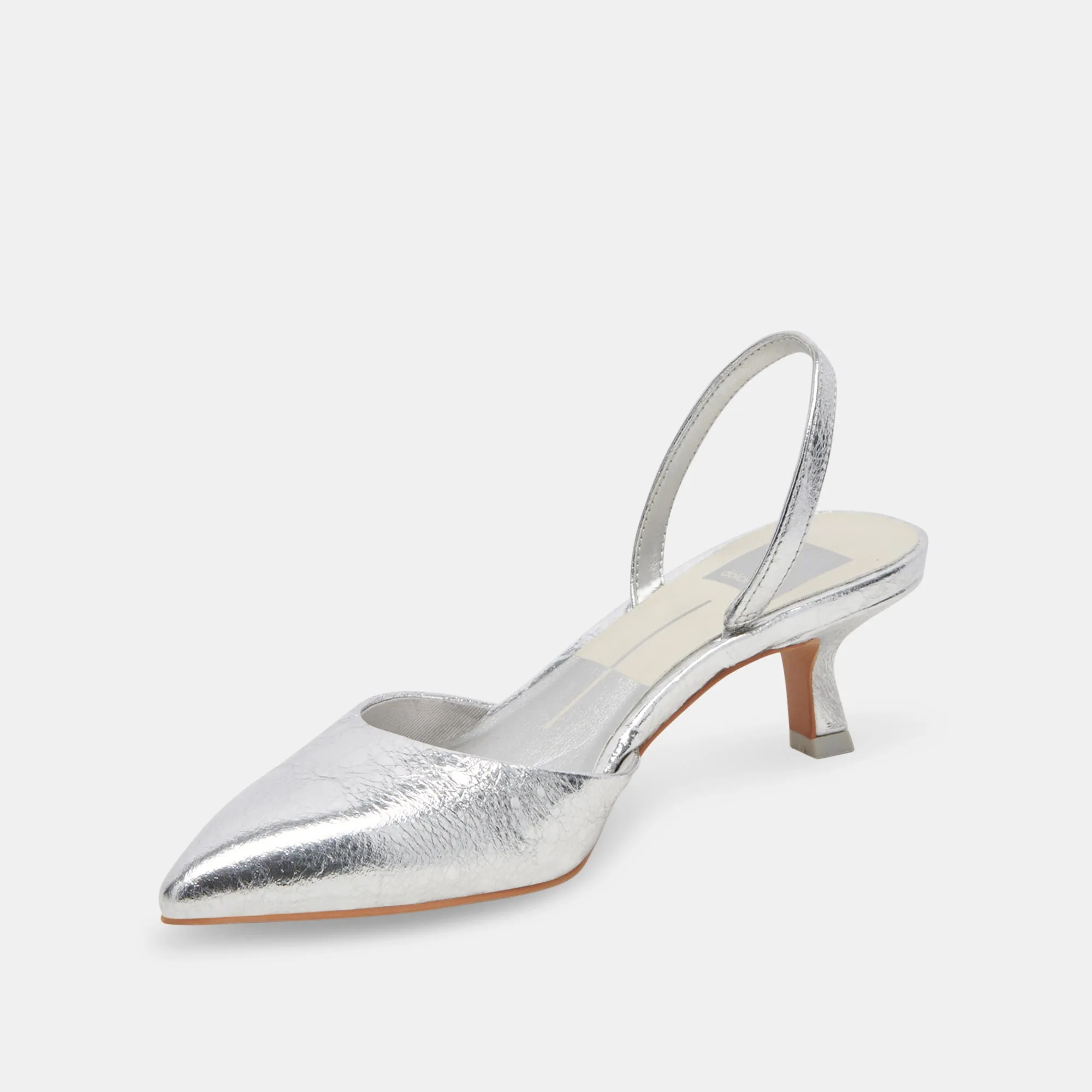 Stylish Pumps CORSA WIDE HEELS SILVER CRACKLED LEATHER