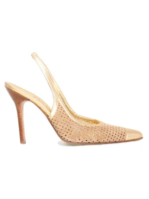 Perforated Slingback Pointed Pumps