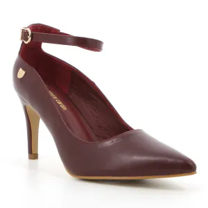 Pierre Cardin Angelette Ankle Strap Court Heels - Burgundy