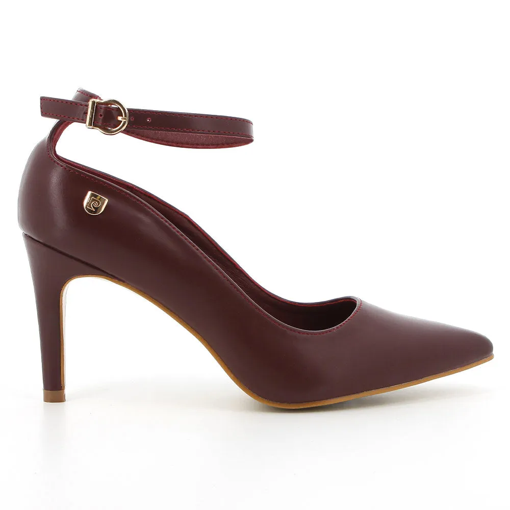 Pierre Cardin Angelette Ankle Strap Court Heels - Burgundy