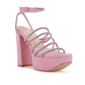 Pink High Block Heeled Sandals