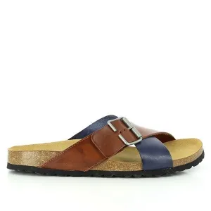 Plakton 105011 Tan & Navy Cross-Strap Sandals