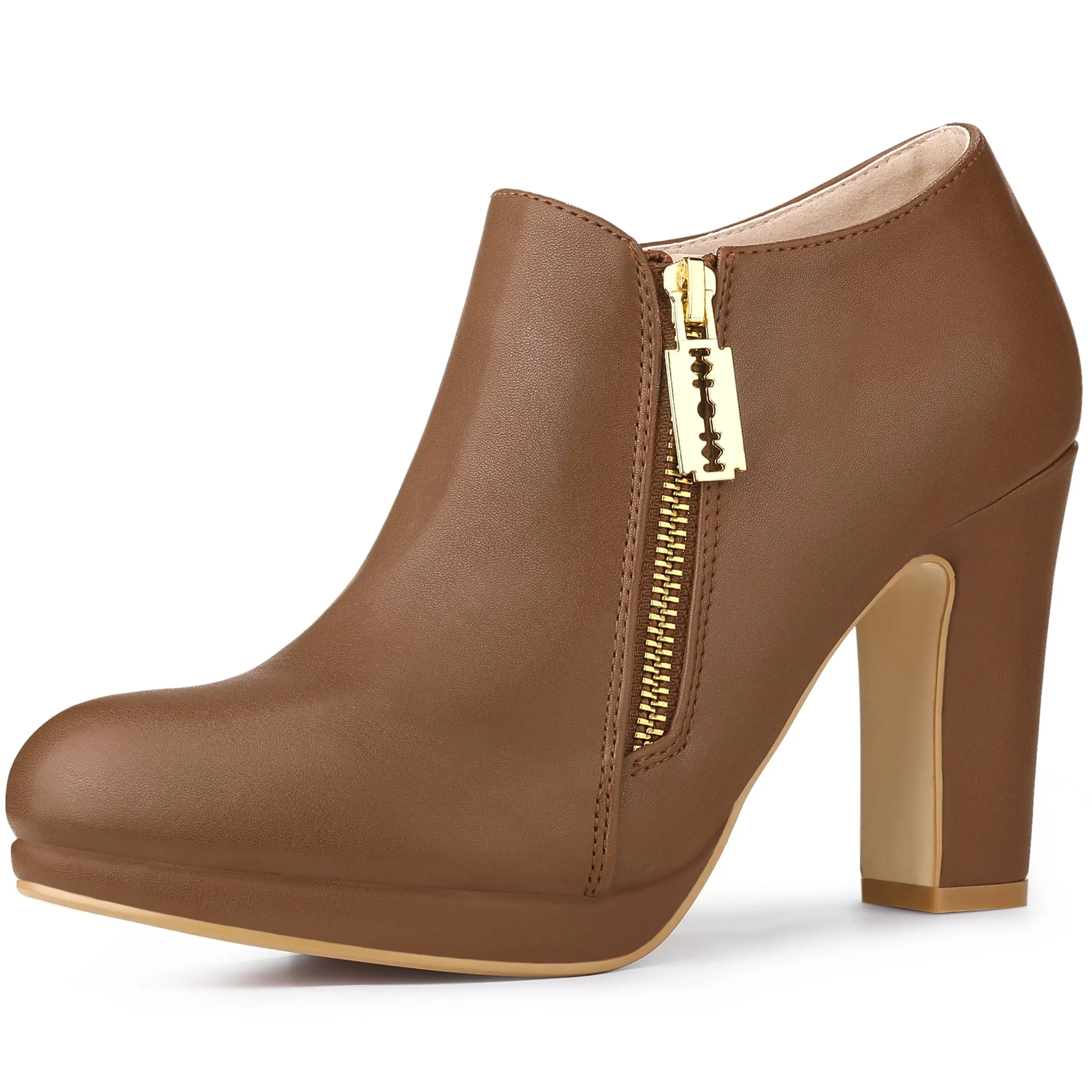 Platform Round Toe Chunky Heel Ankle Boot