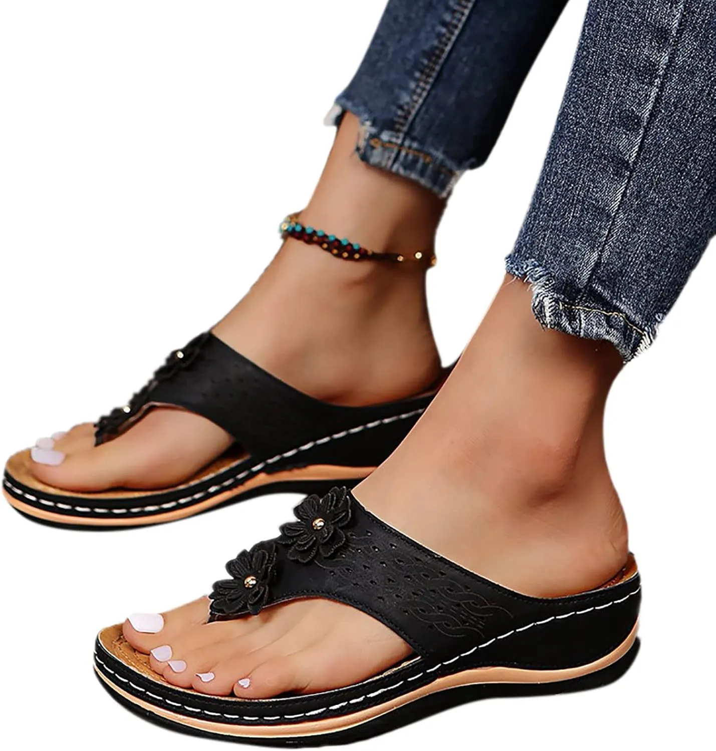 Platform Sandals for Women Summer Beach Walking Cushion Sandals Temperament Sandals Comfortable Slides Sandals