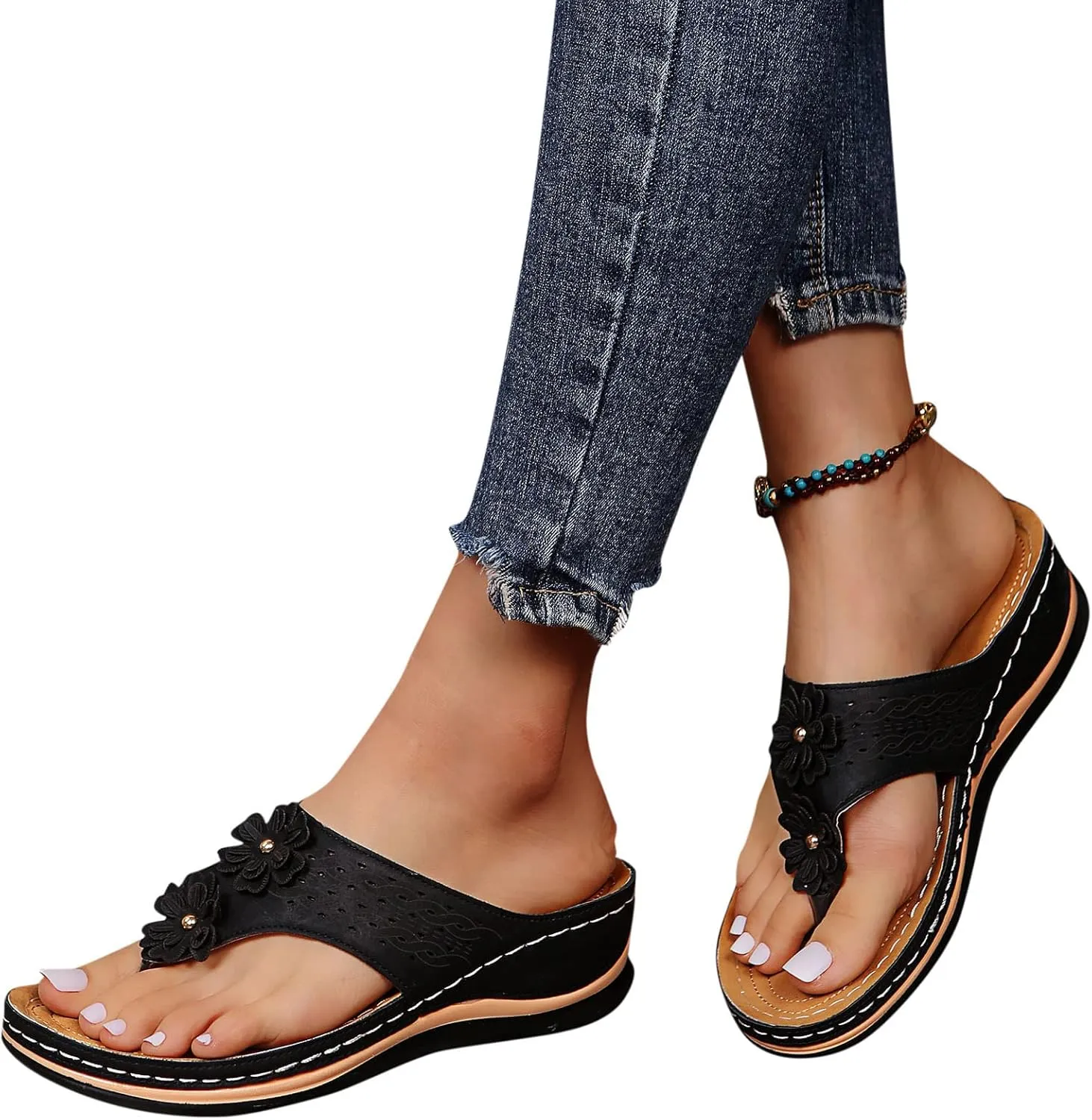 Platform Sandals for Women Summer Beach Walking Cushion Sandals Temperament Sandals Comfortable Slides Sandals