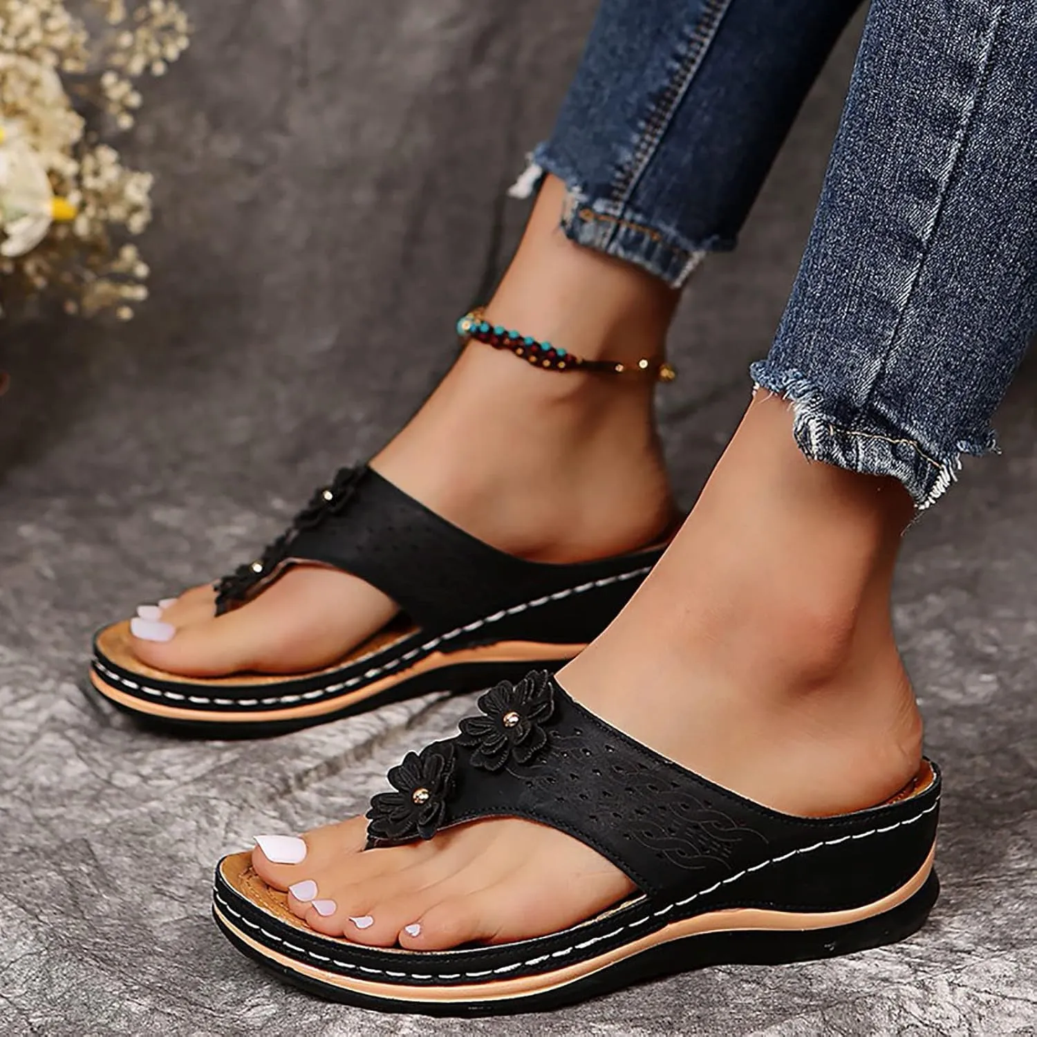 Platform Sandals for Women Summer Beach Walking Cushion Sandals Temperament Sandals Comfortable Slides Sandals