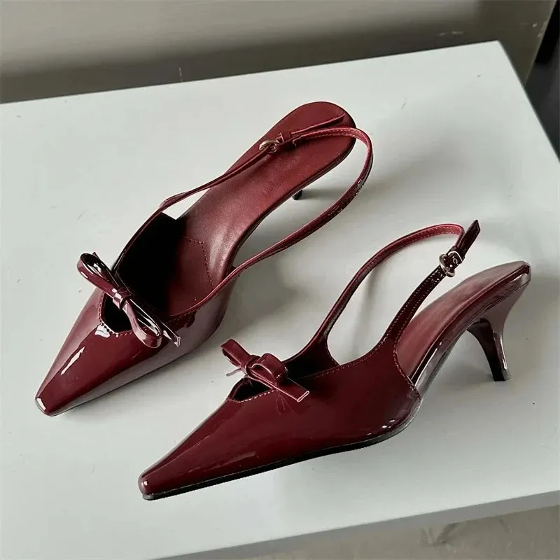 Pointed Toe Slingback Buckle Strap high heel shoes