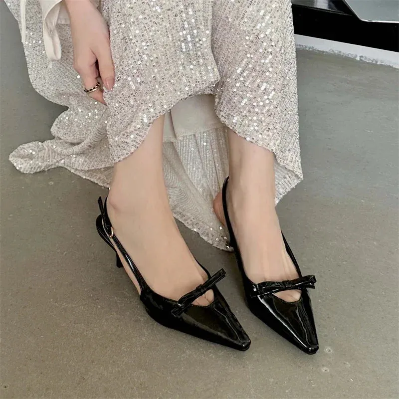 Pointed Toe Slingback Buckle Strap high heel shoes