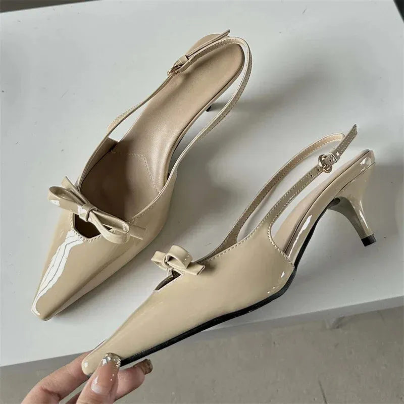 Pointed Toe Slingback Buckle Strap high heel shoes