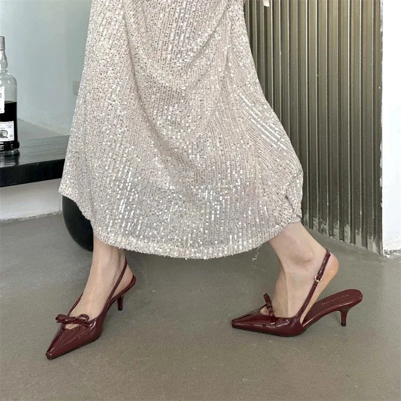 Pointed Toe Slingback Buckle Strap high heel shoes