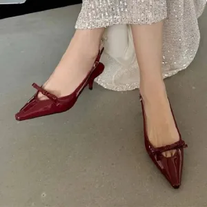 Pointed Toe Slingback Buckle Strap high heel shoes
