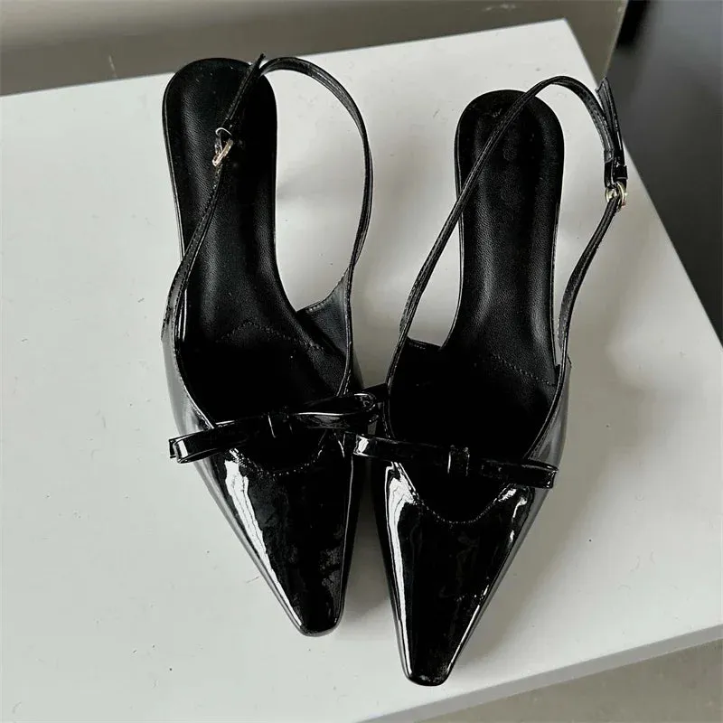 Pointed Toe Slingback Buckle Strap high heel shoes