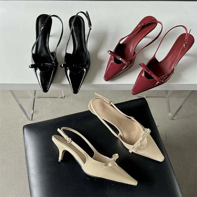 Pointed Toe Slingback Buckle Strap high heel shoes
