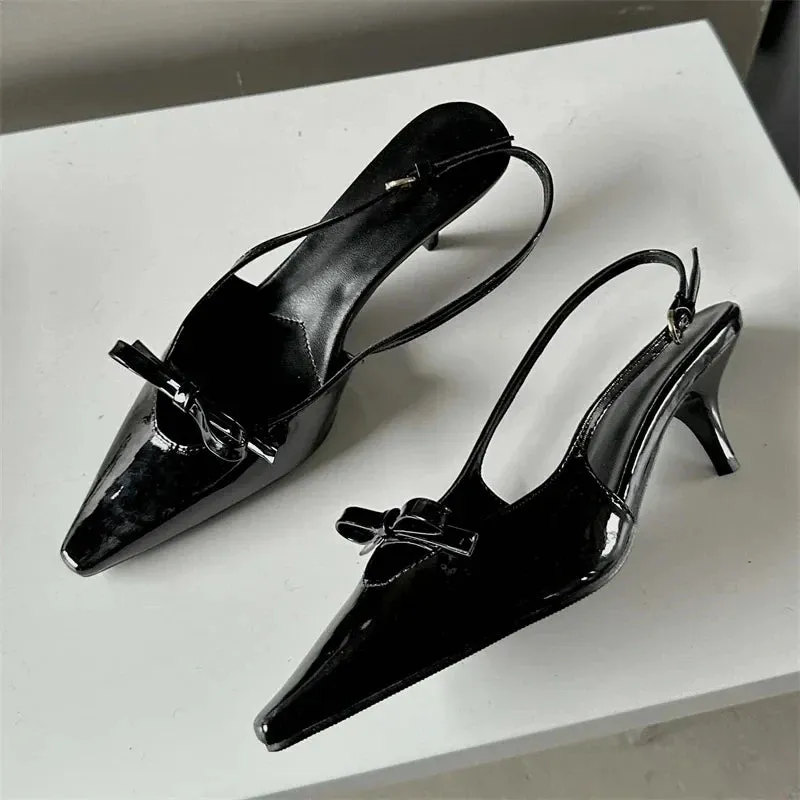 Pointed Toe Slingback Buckle Strap high heel shoes