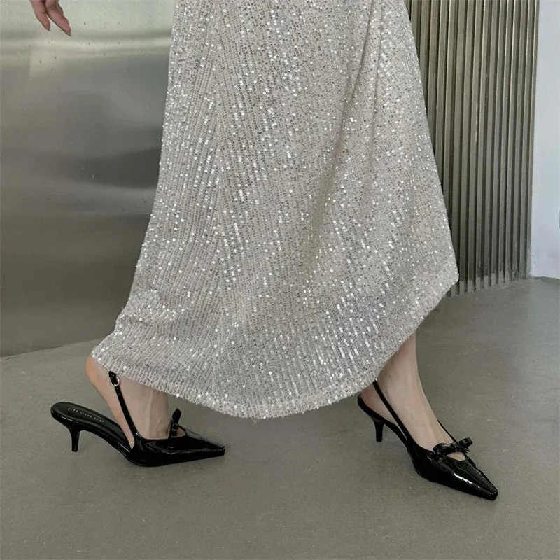 Pointed Toe Slingback Buckle Strap high heel shoes