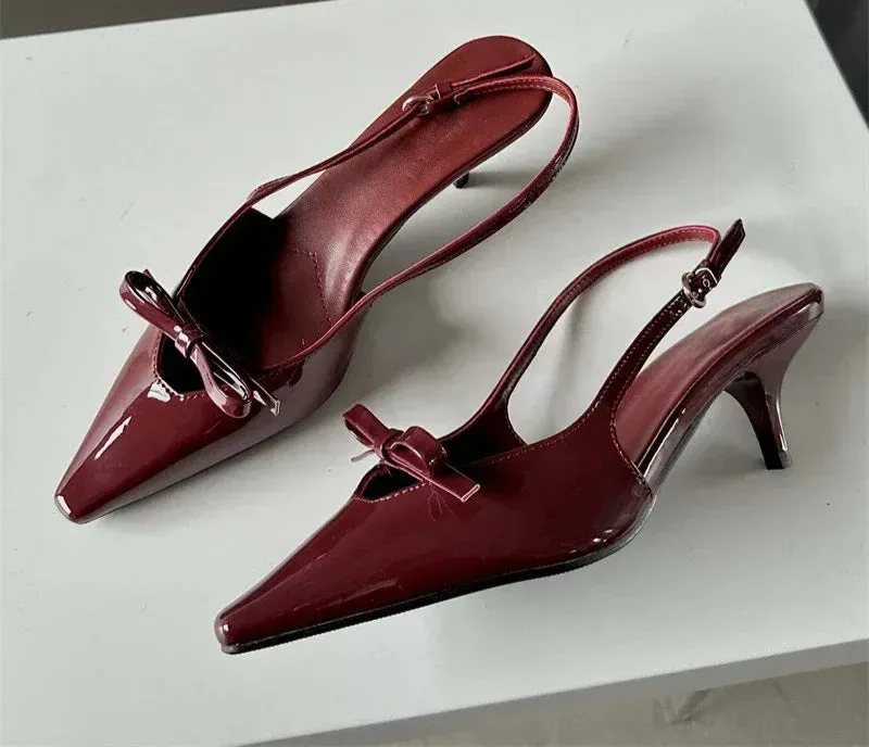 Pointed Toe Slingback Buckle Strap high heel shoes