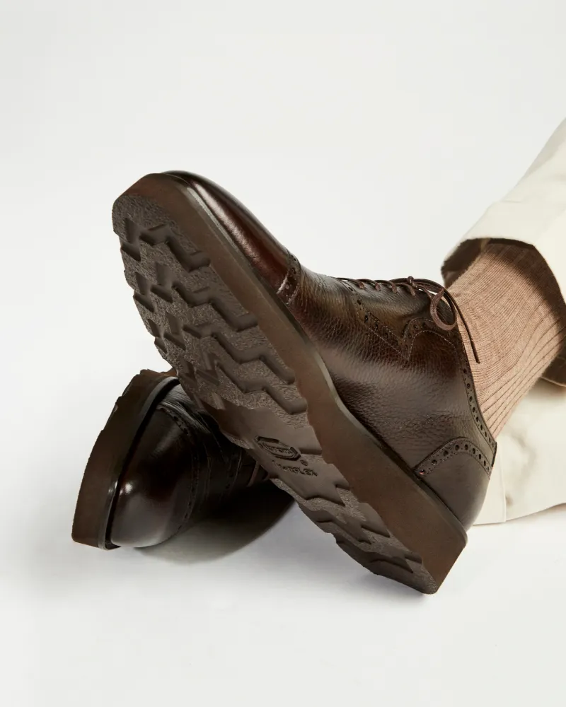 Dark Brown Brogue Lightweight Dress Shoe Strong Look