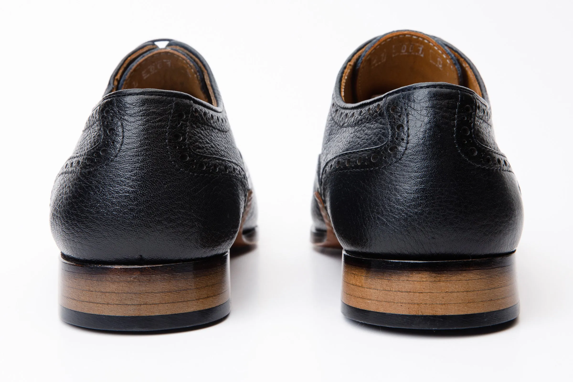 Full Grain Client Meeting The Draco Handmade Navy Blue Semi Brogue Oxford Men Shoe