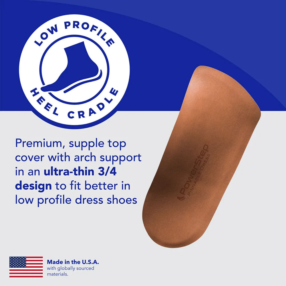 PowerStep Dress 3/4 Insoles | Arch Pain Relief Orthotic for Tight Dress Shoes