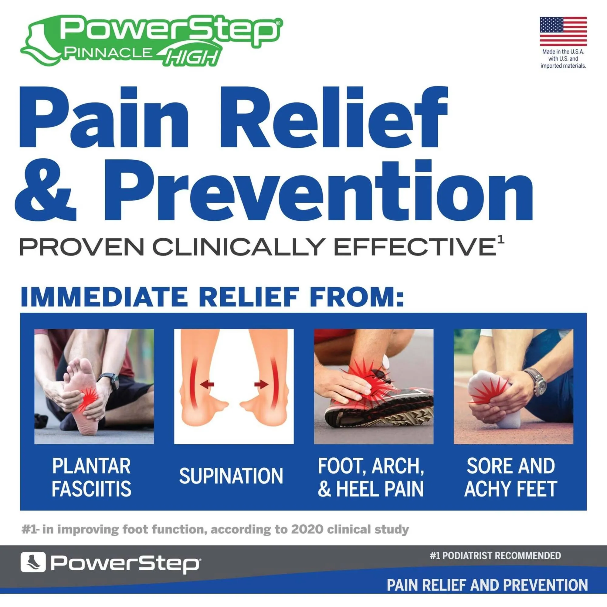 PowerStep Insoles - Pinnacle High Arch Pain Relief Orthotic Insoles
