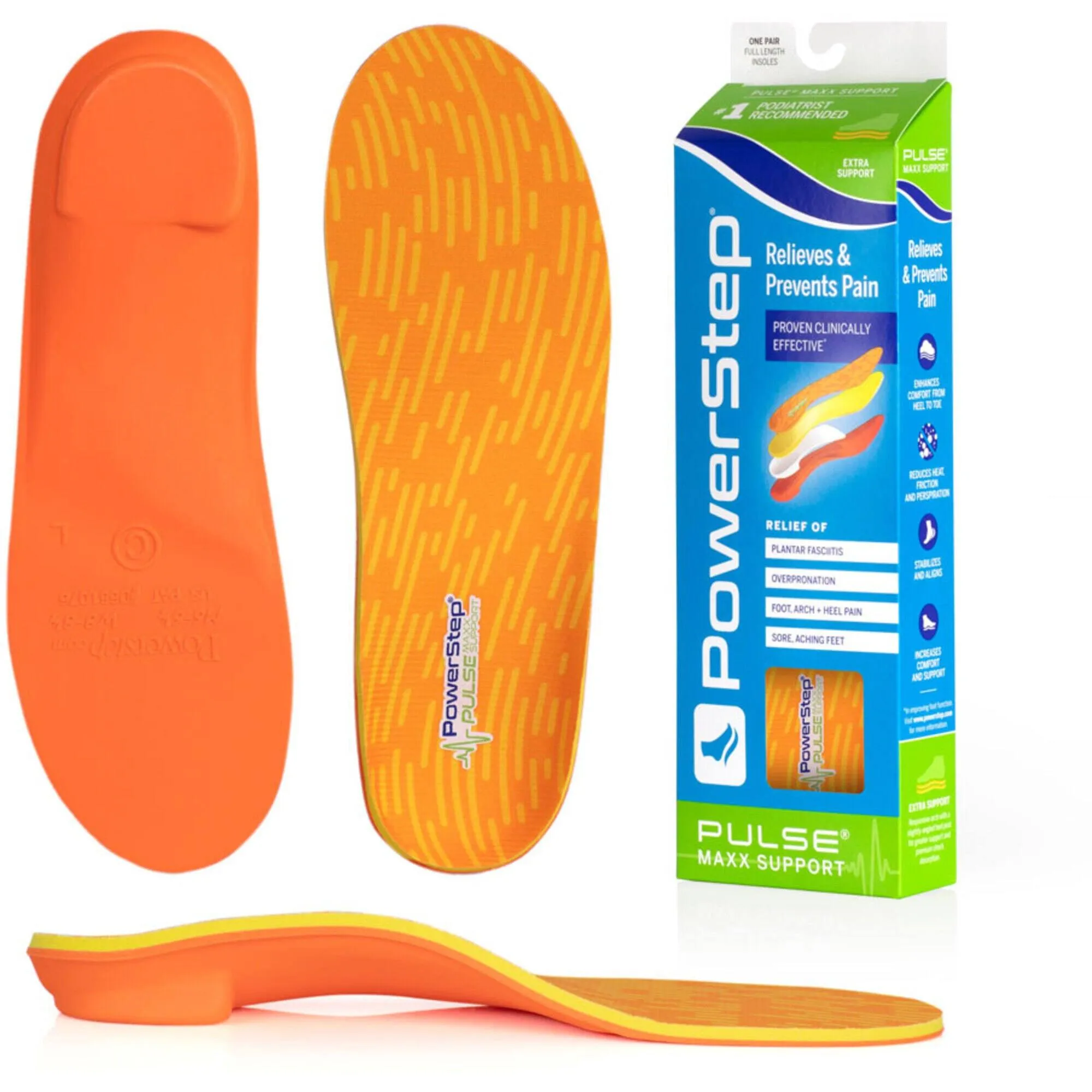 PowerStep Insoles - Pulse Maxx Running Shoe Insert Orange Insoles