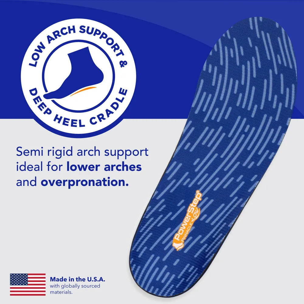 PowerStep Pinnacle Low Insoles | Flat Feet Pain Relief Orthotic, Pronation Inserts