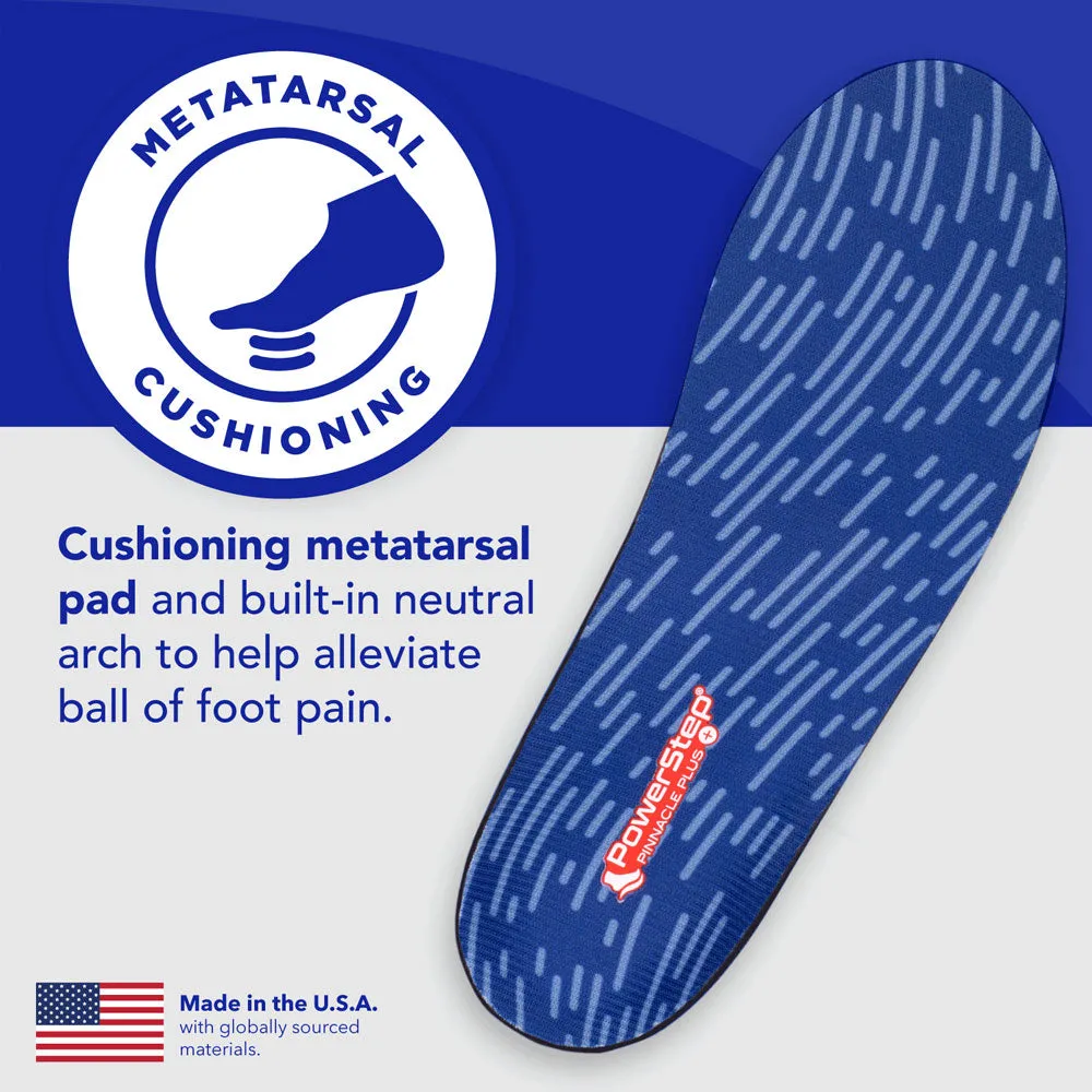 PowerStep Plus Insoles | Ball of Foot Pain Relief Orthotic, Metatarsalgia