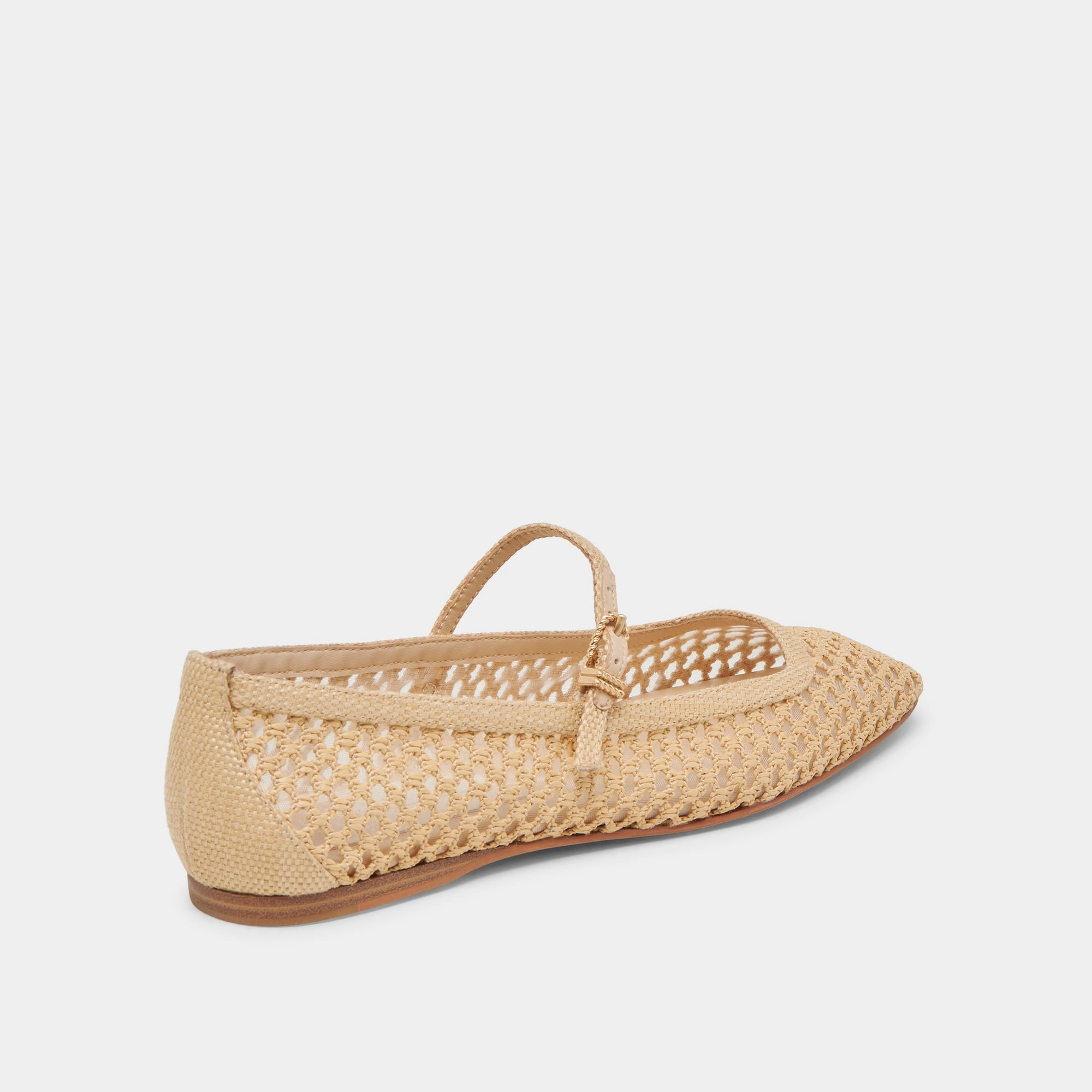 REYES WIDE BALLET FLATS LT NATURAL WOVEN RAFFIA Casual Comfort Shoes straps