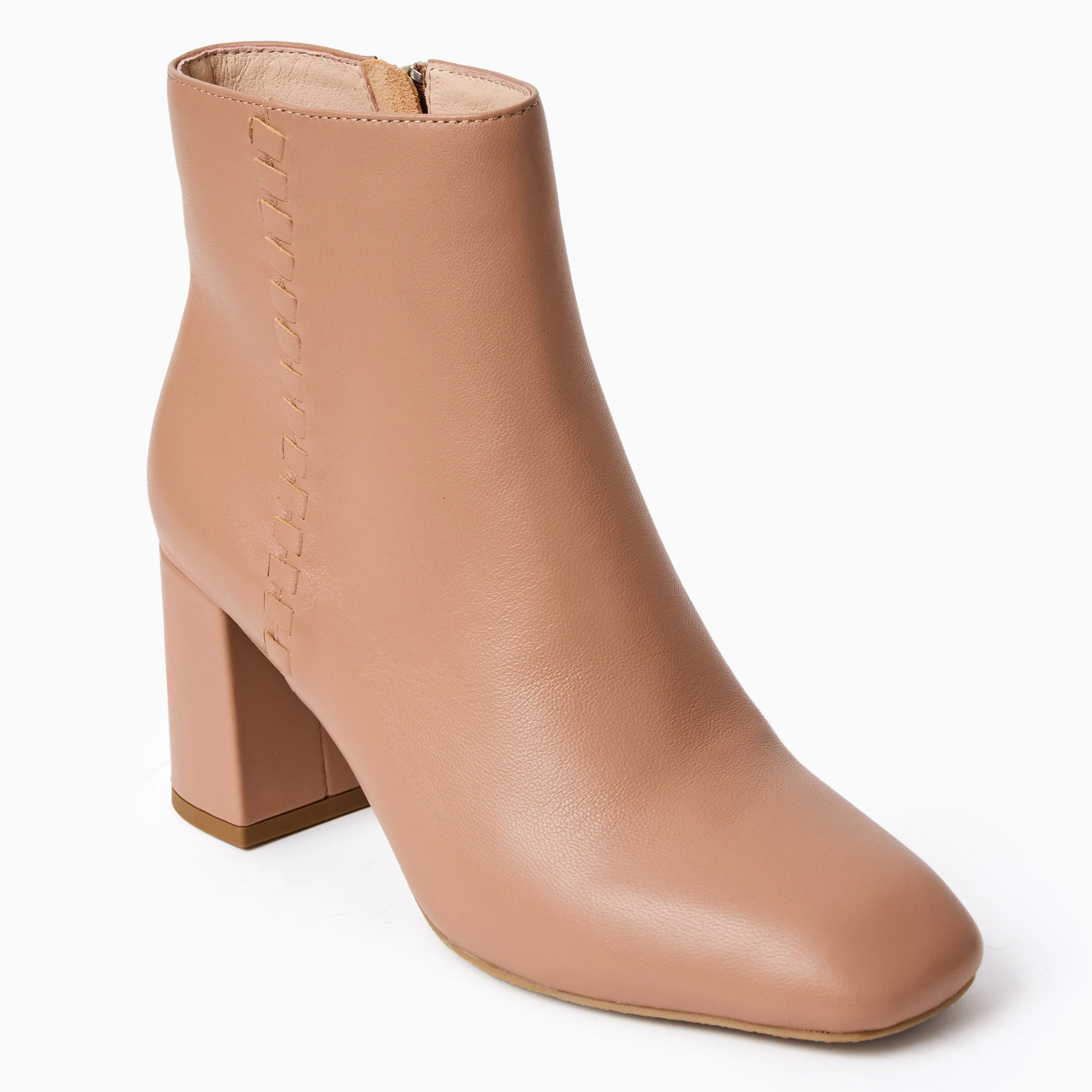 CushionedSole Augustine Leather Block Heel Bootie