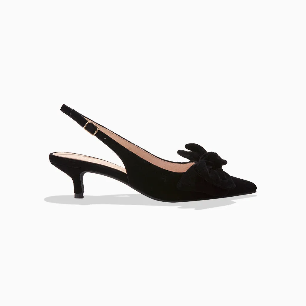 Debra Fabric Slingback Kitten Heel Club Ready French Touch