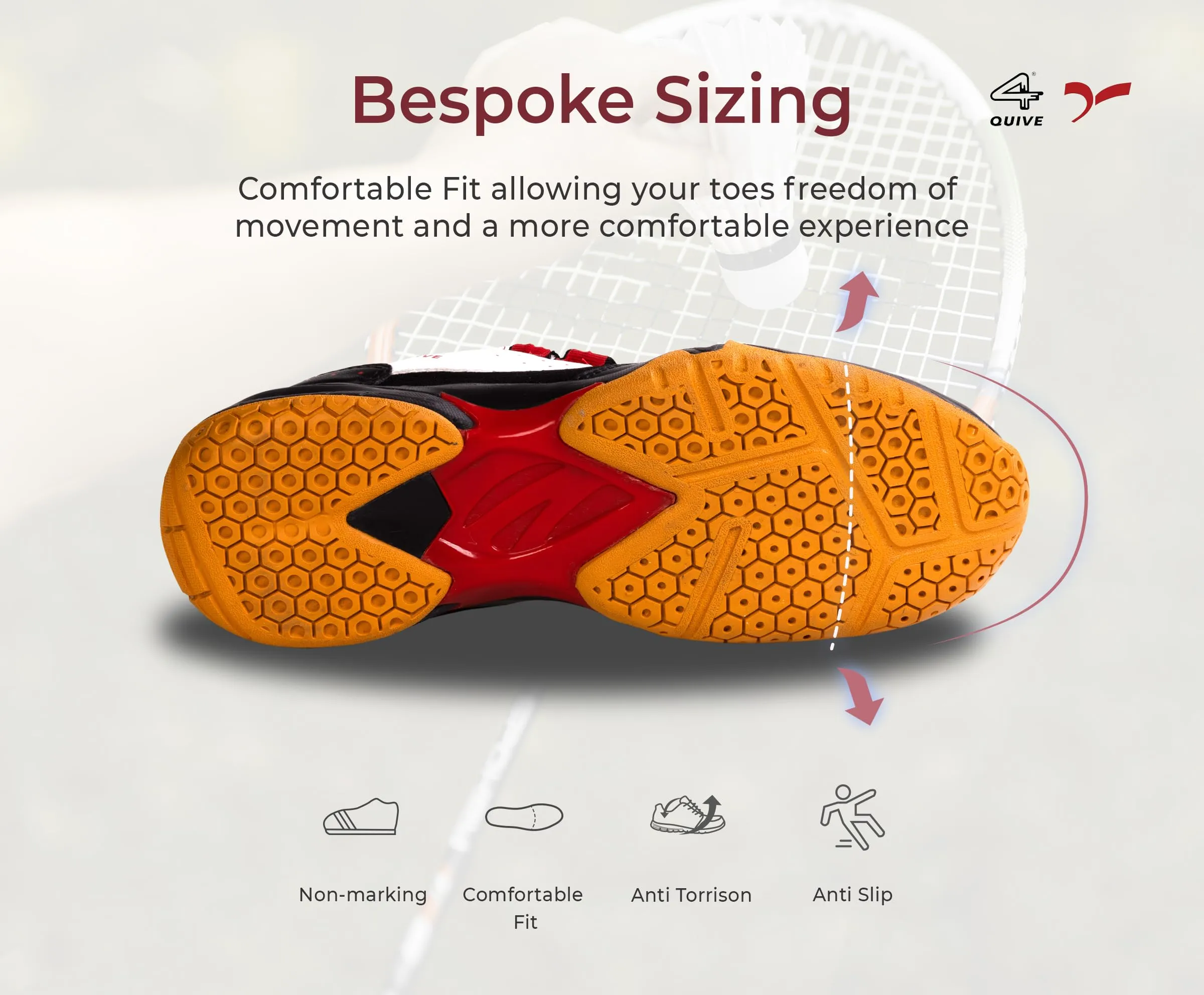 QUIVE BOUNCE Badminton Tennis and Squash Court Shoes
