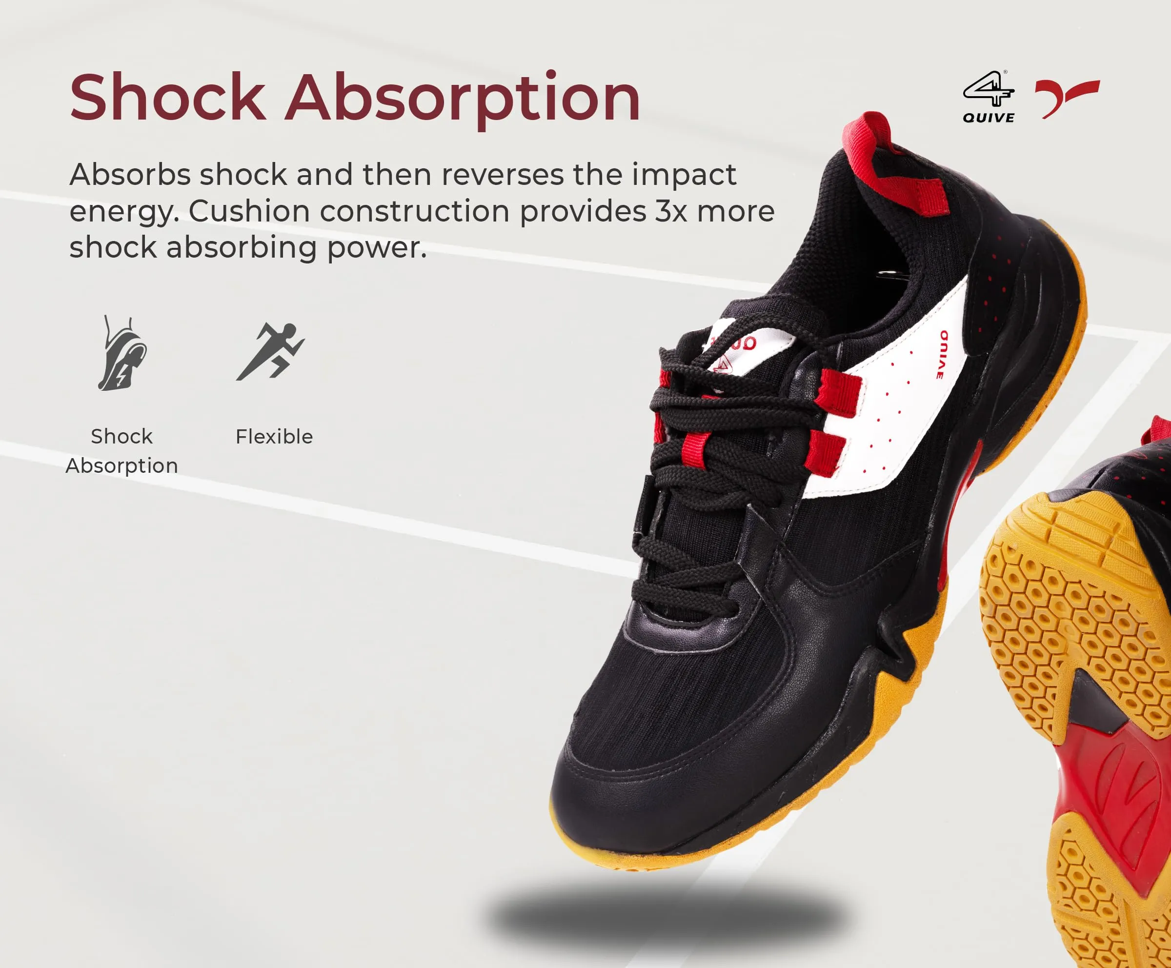 QUIVE BOUNCE Badminton Tennis and Squash Court Shoes