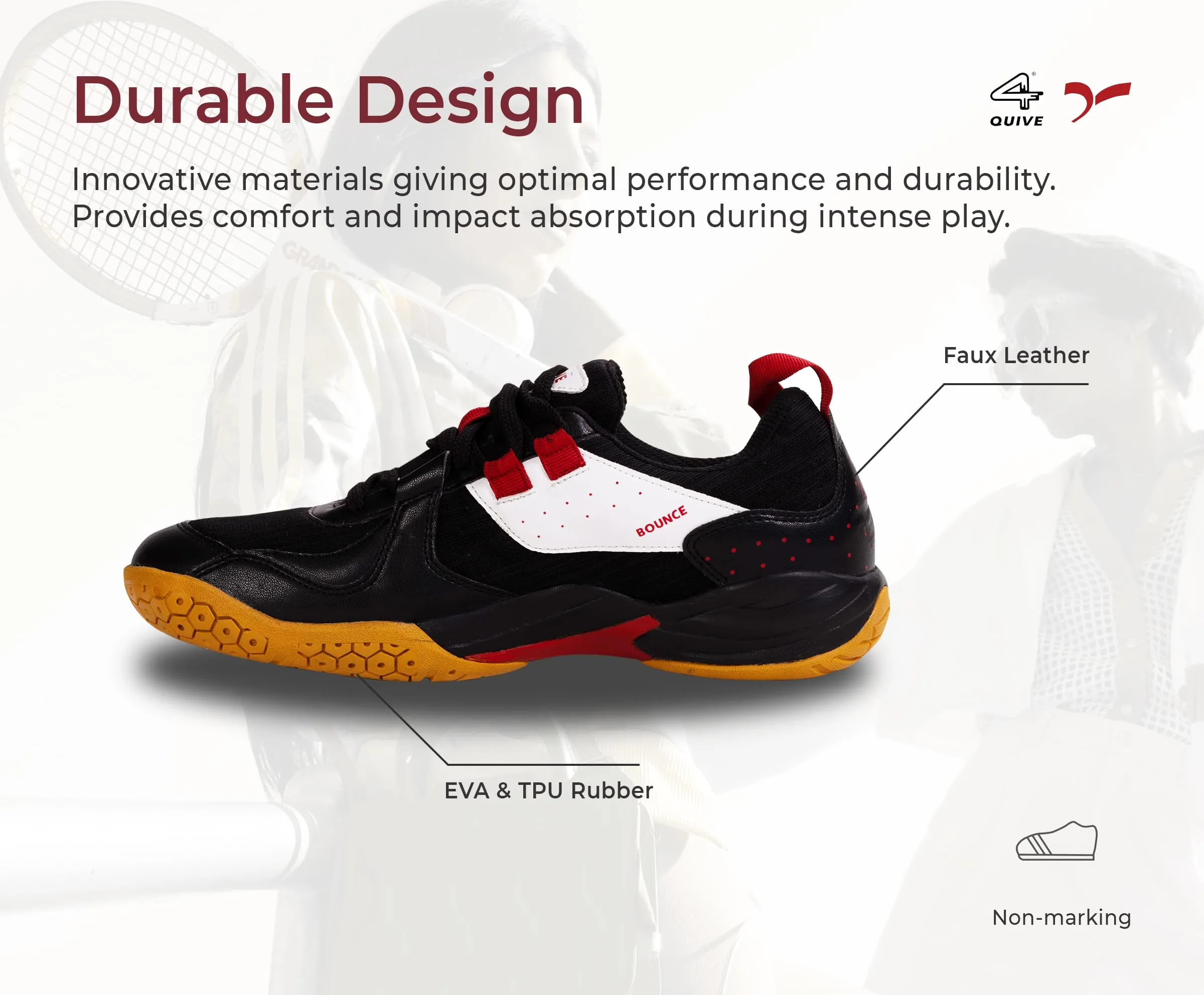 QUIVE BOUNCE Badminton Tennis and Squash Court Shoes