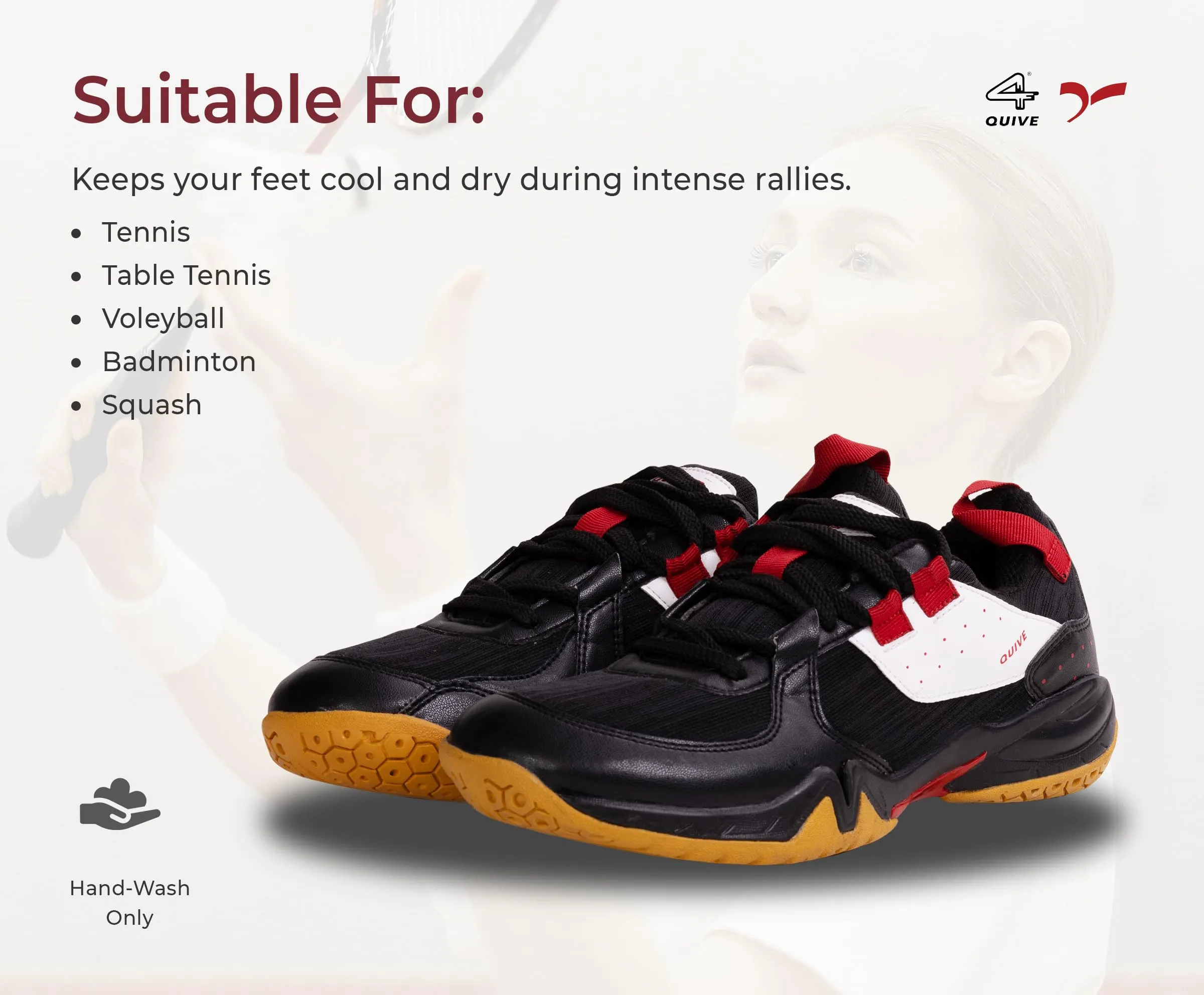 QUIVE BOUNCE Badminton Tennis and Squash Court Shoes