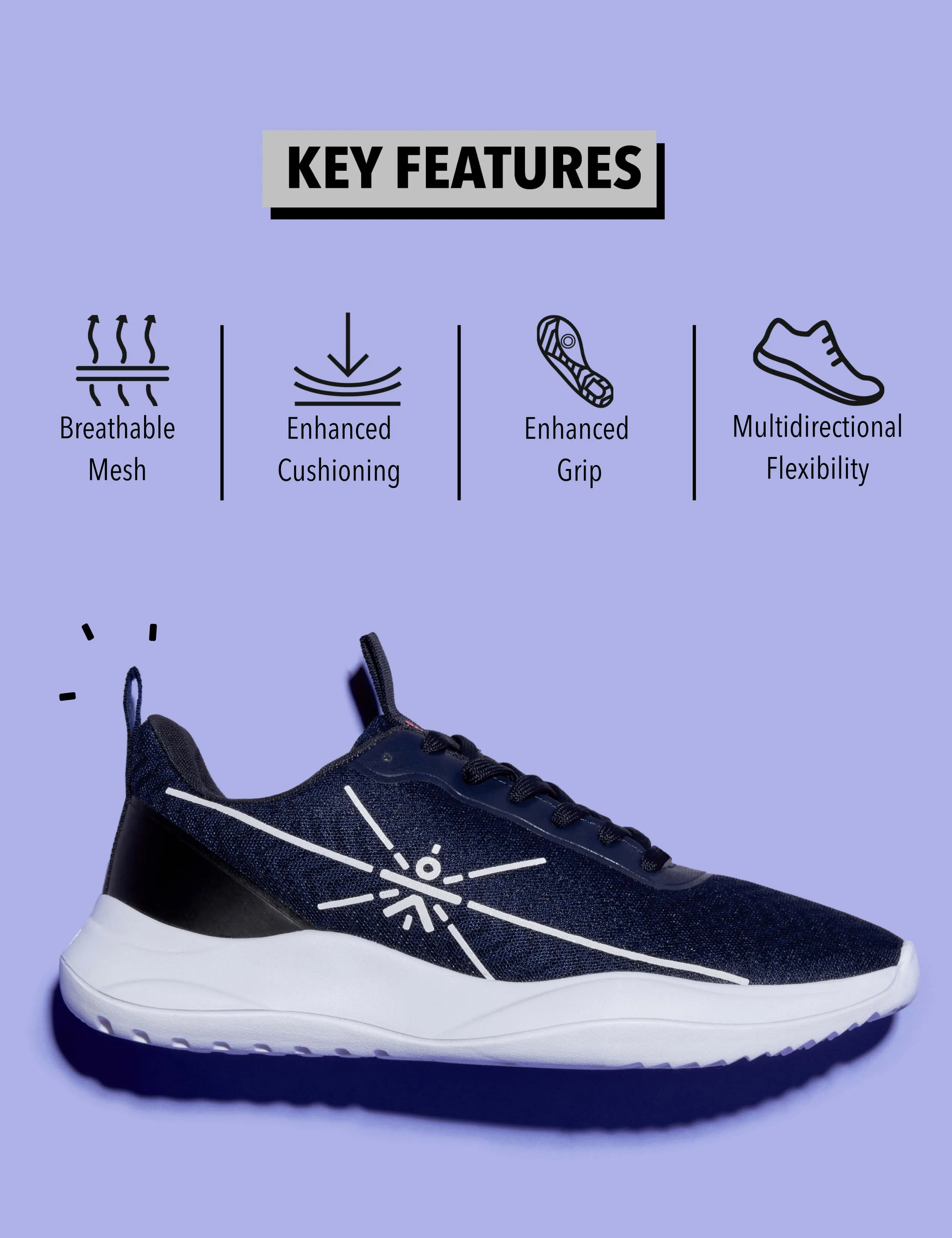 Racer Men Running Shoes - Navy Blue/Black