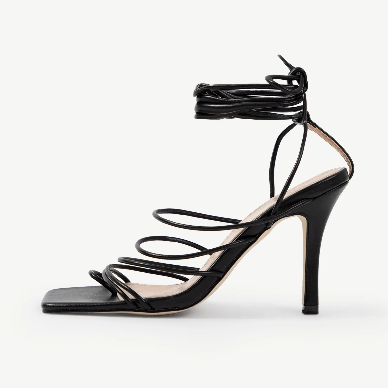 RAID Olsen Multi Strap Lace Up Heels In Black