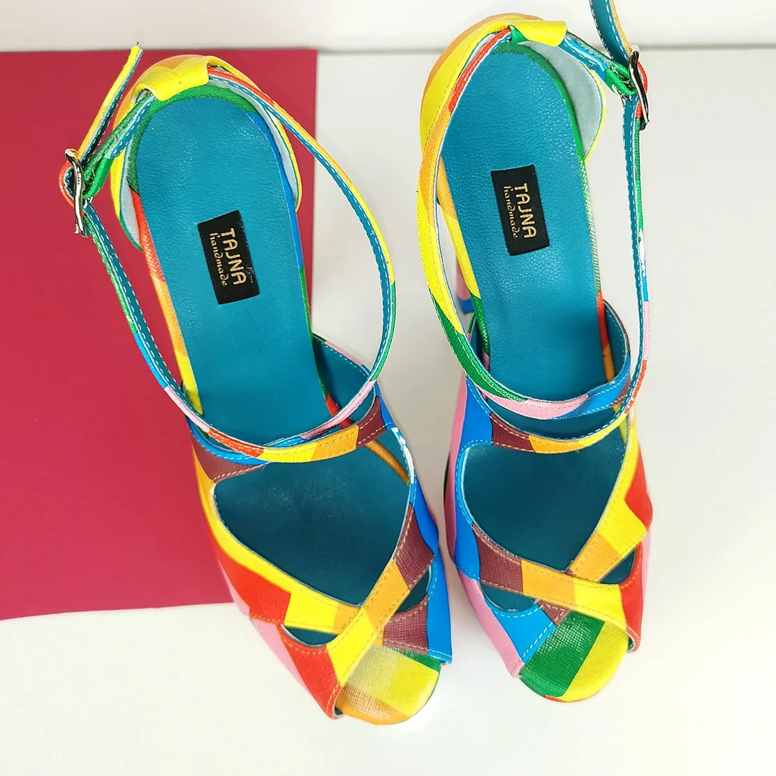 Rainbow Multi Colour Cross Strap Heels