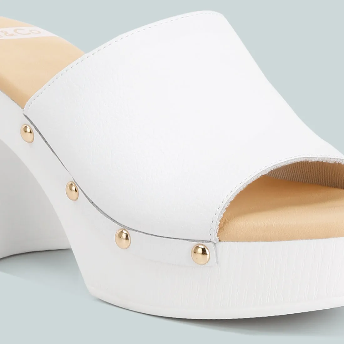 Recycled Leather Block Heel Clogs