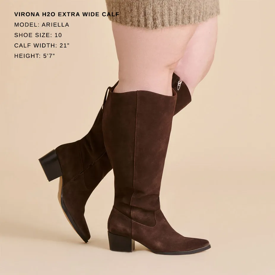VIRONA H2O EXTRA WIDE CALF BOOTS DK BROWN SUEDE Textile Lining High-Quality Leather
