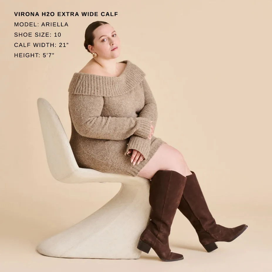 VIRONA H2O EXTRA WIDE CALF BOOTS DK BROWN SUEDE High-traction