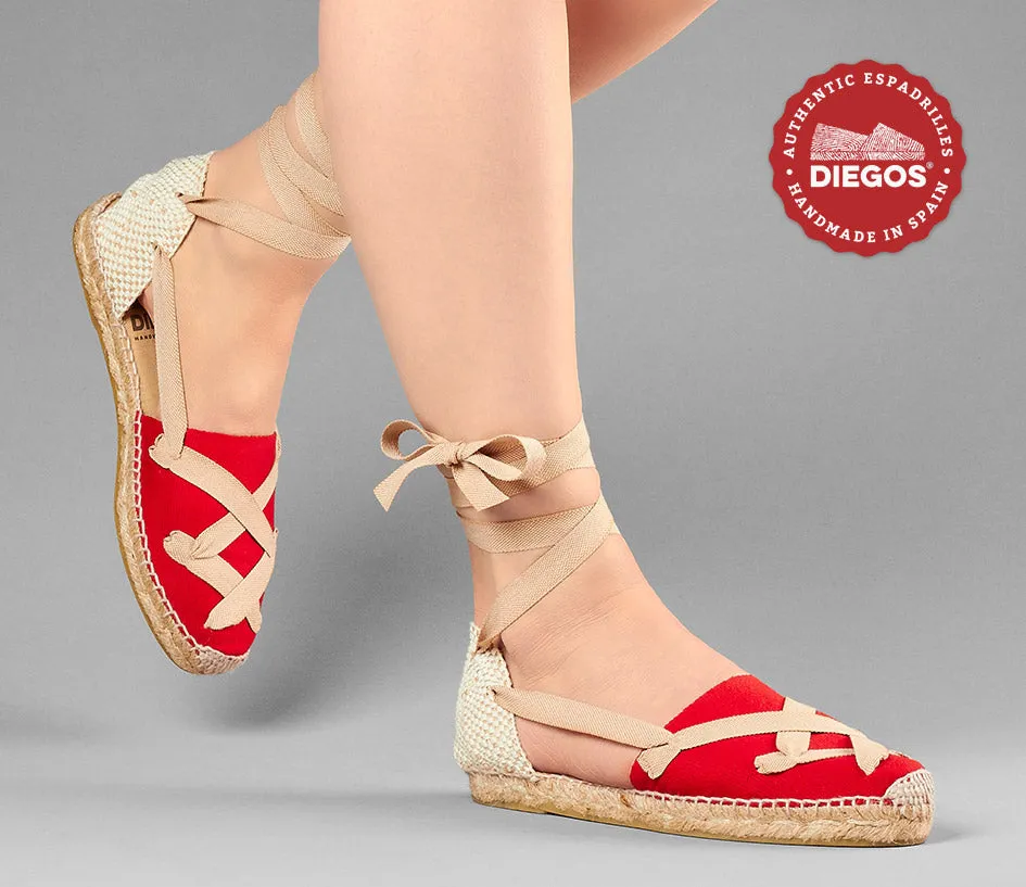Red flat Lola classic laces espadrilles