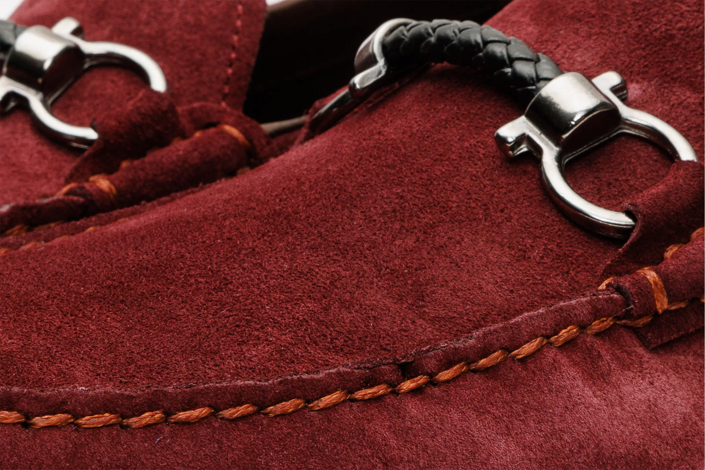 The Bari Burgundy Suede Leather Bit Drive Loafer Men  Shoe Union Pair