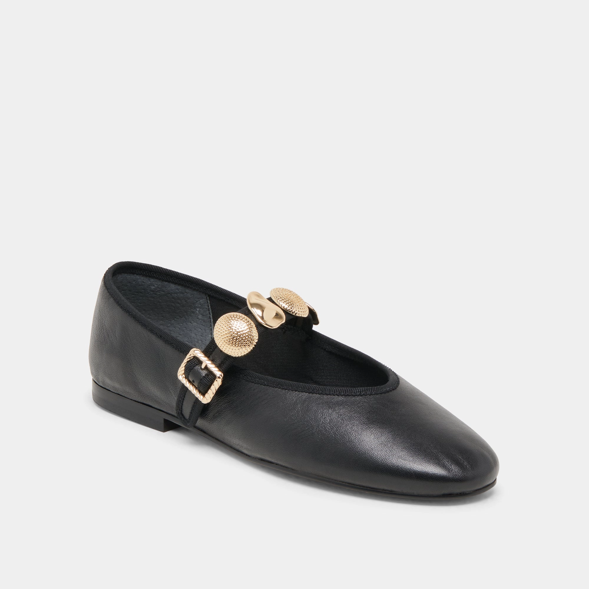 Lake View Fashionable Fit RELAN BALLET FLATS BLACK LEATHER