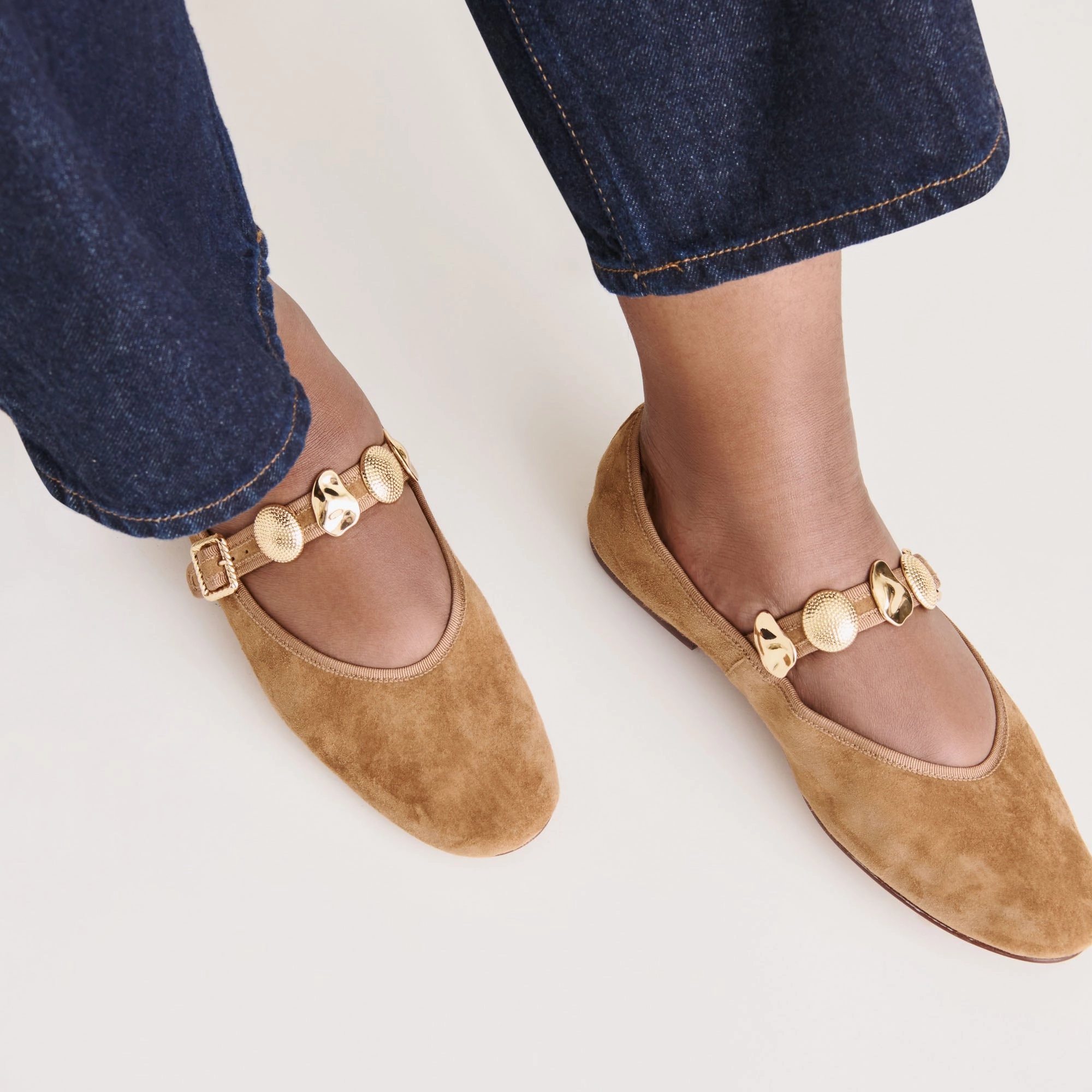 RELAN BALLET FLATS LT BROWN SUEDE Camp Glow