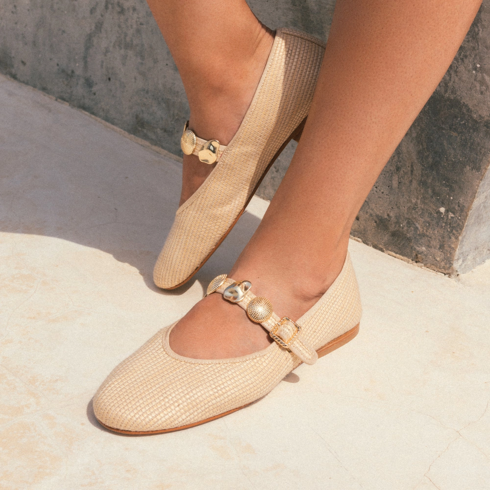 RELAN BALLET FLATS LT NATURAL RAFFIA Lace Touch